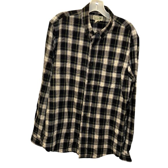 L.L. bean blue green Black Watch Plaid classic Scottish tartan flannel shirt M - Picture 1 of 3